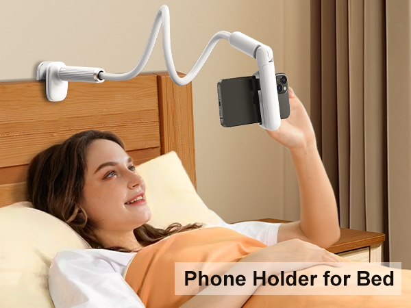 HIYJEN Gooseneck Phone Holder for Bed Laying Down with Clamp