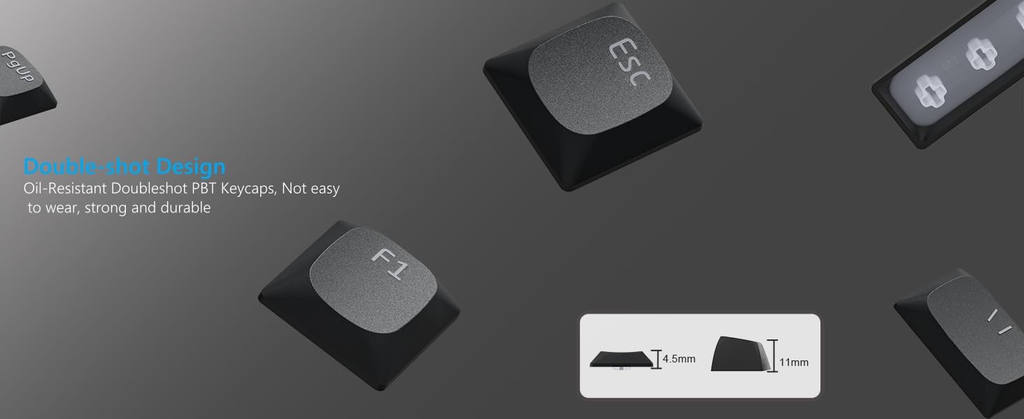 Low Profile Keycap, Shine Through Keycaps, Custom Keyboard Keycaps 75 Percent Black keycaps