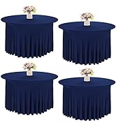 JALANCY 4 Pack 5FT Spandex Table Skirts for Round Table Spandex Fitted Table Cover for 60 Inch Ro...