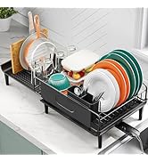 Large Extendable Dish Drying Rack, 16.93" to 26.57" Expandable Dish Rack for Kithen Counter, with...