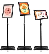 VAIIGO 3 Packs Heavy Duty Pedestal Poster Sign Stand, 8.5"x11" Adjustable Floor Standing Sign Hol...