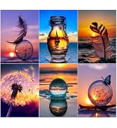 KYJ-UP 6 Pack Diamond Painting Kits for Adults, DIY Landscape 5D Diamond Painting with Round Full...