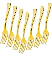 Qeirudu 4 Inch Mini Plastic Gold Forks, 100 Pack Disposable Appetizer Forks Heavy Duty Tiny Forks...