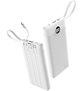 Coowisty Portable Power Bank, 10000mAh Slim Portable Charger with Built-in Cables, External Batte...