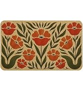 Cabana Bro Boho Floral Door Mat, Boho Abstract Red Flower Botanical Doormat for Front Door Indoor...
