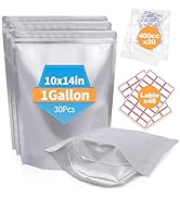 NexLevVac 30PCS 1Gallon 10"X14" Mylar Bags for Food Storage with Oxygen Absorbers&amp;Lables,10 Mil T...