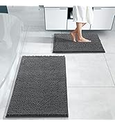 Yimobra Chenille Bathroom Rug Set 2 Piece, Luxury Shaggy Bathroom Mat, Non Slip Plush Fluffy Bath...