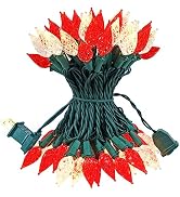 BOHON Christmas Lights Outdoor Faceted C6 50 LED 25ft Plug in Fairy Twinkle String Lights Waterpr...