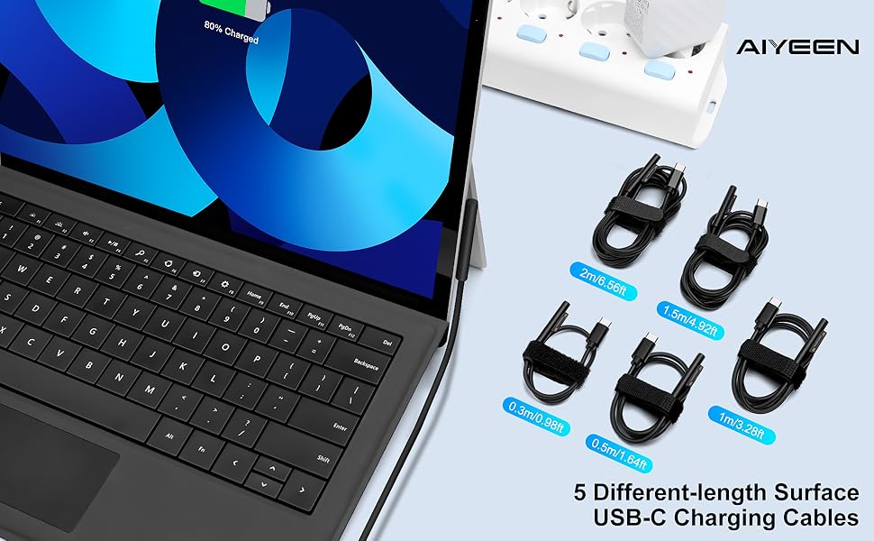 AIYEEN 5 Different-length Surface USB-C Charging Cables