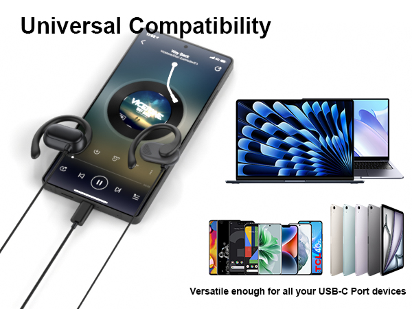 usbc Over the Ear Buds Wired Earbuds for Kids Women usb type c Plug in Headphones