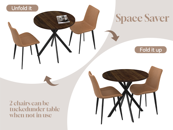 Round Dining Table Chairs Set for 2