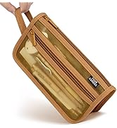 Four Candies Grid Mesh Pencil Case with Handle and Zipper, Clear Double-layer Pencil Pouch Marker...