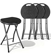VECELO Folding Stool 4-Pack 18", HDPE Foldable Stool with Iron X-Frame, Solid Bottom Support, 500...