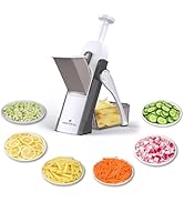 ONCE FOR ALL Safe Mandoline Slicer 5 in 1 Vegetable Chopper Food Potato Cutter, Strips Julienne D...