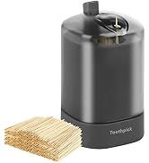 TRTRin Toothpick Dispenser-With Bamboo Wooden Toothpicks [600 Count], Pop-Up Automatic Toothpick ...