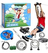 Zip Line Kit for Kids and Adults, 100/120 / 150/200 ft, Up to 350 Lbs, Rustproof Stainless Steel,...