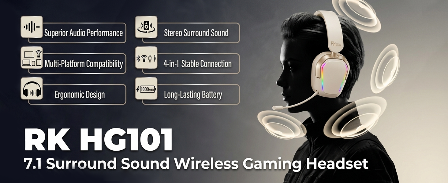 RK Black gaming headset with multi functions