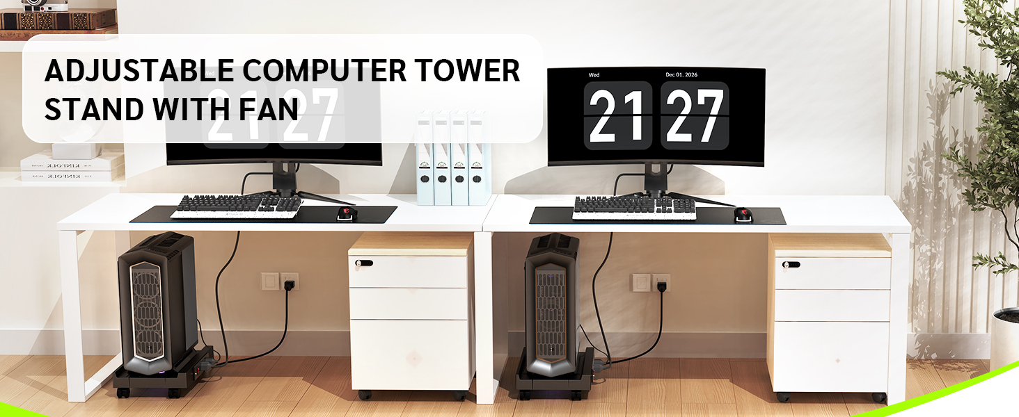 ADJUSTABLE COMPUTER TOWERSTAND WITH FAN