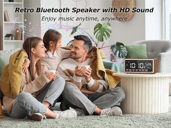 HD bluetooth speaker with alarm clock