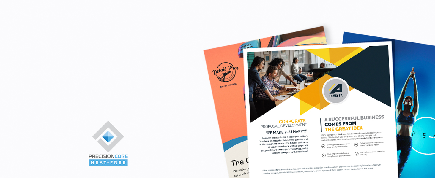 Colorful printed flyers advertising various businesses.