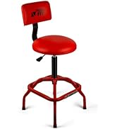 FreekyFit Shop Stool with Backrest, Mechanic Garage Stool for Workshop, Adjustable Stool Chair, P...