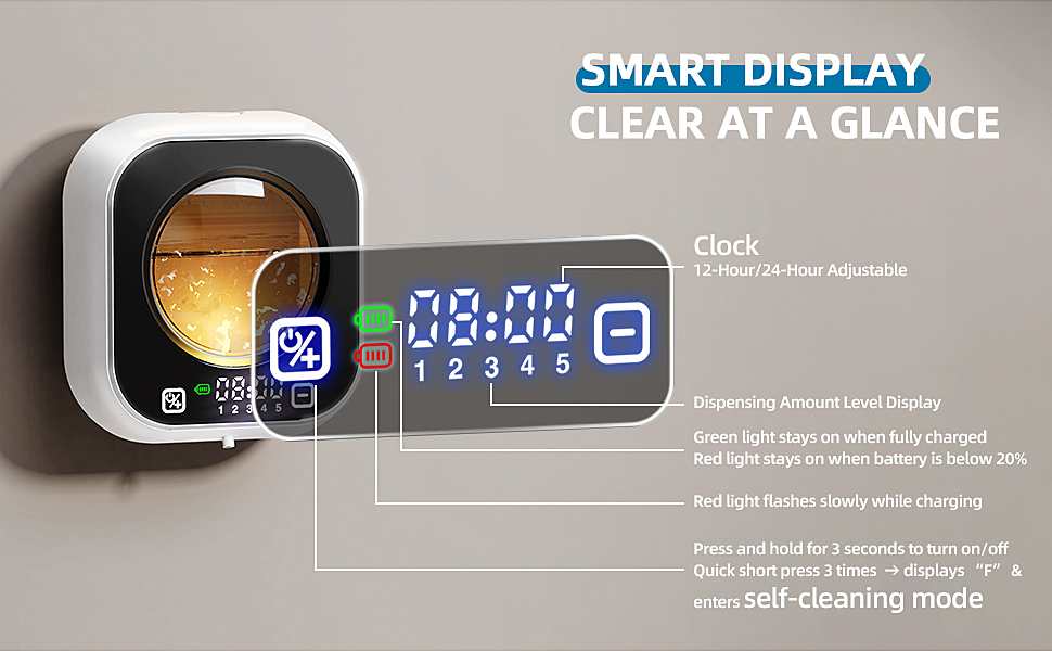 Automatic Soap Dispenser Smart Display - Clock, 5-Level Control, Battery Indicator