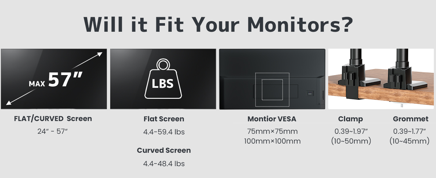 57 inch monitor arm