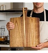 Large Acacia Wood Cutting Board with Handle 17''X13'', Charcuterie Board, Serving Board, Chopping...