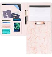Ospelelf Pink Leather Portfolio Binder Clipboard Folio with Notepad and Pocket Business Portfolio...