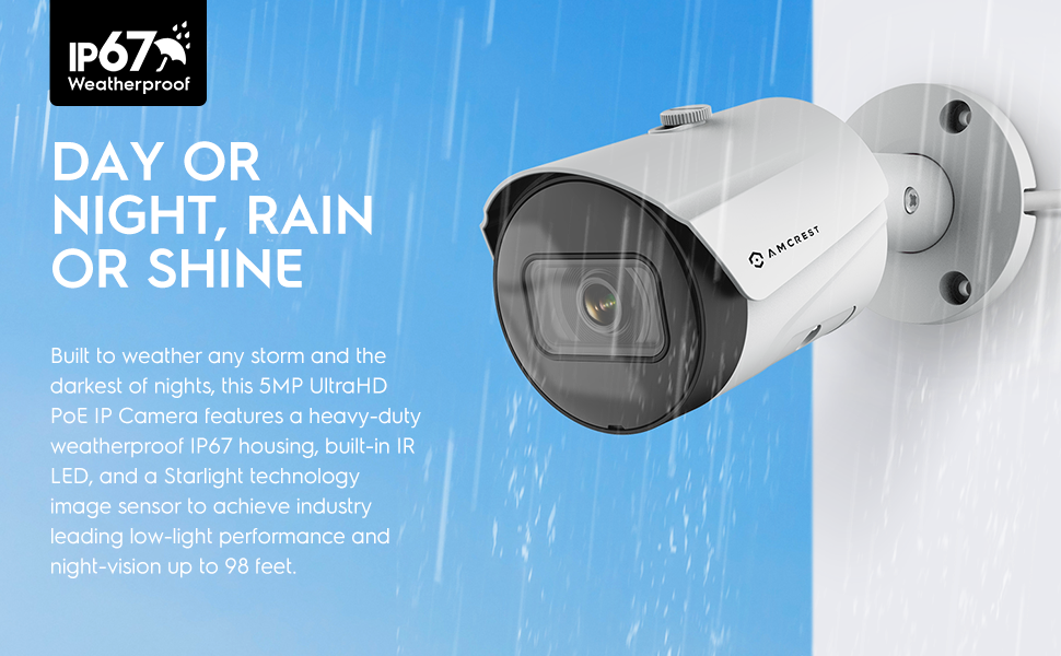 5mp ultrahd poe outdoor security camera with 98ft night vision, wdr, 132º viewing angle