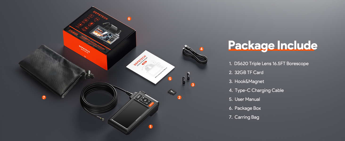 Endoscope Camera with Lights Snake Inspection Scope Camera Industrial Borescope