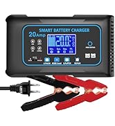 20 AMP Battery Charger, 12V/24V Lead-Acid, Lithium, LiFePo4 Smart Battery Charger, Trickle Charge...