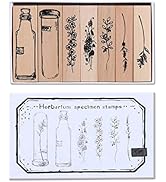 UCEC Wooden Plant Patterns Rubber Stamp, Plant and Flower Decorative Vintage Wooden Rubber Stamp ...