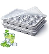 Tvmania Ice Cube Trays Set of 2, 15-Cube Silicone Molds with Removable Lids | Stackable, easy rel...