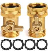 2 Pack Garden Hose Shut Off Valve - Extended Handle - 3/4" Heavy Duty Solid Brass Hose Connector ...
