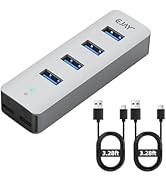 4Ports USB3.0 HUB,Extra Power Supply Port,3.3FT(1M) Long Data Cable and 3.3FT(1M) Long Power Cabl...