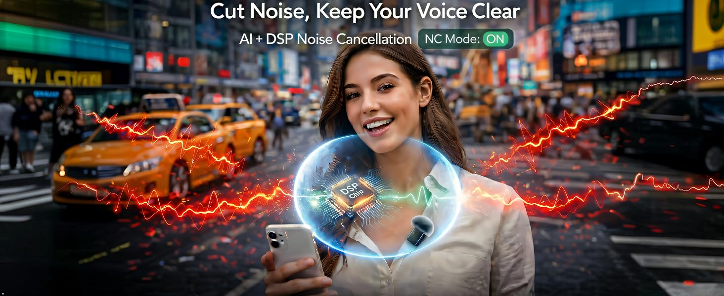 AI Noise Cancelling Wireless Microphone for iPhone 17 Outdoor Vlog Clear Audio Wind Reduction