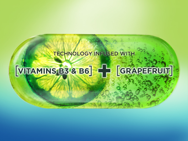 technology infused with vitamins B3 &amp; B6 + grapefruit