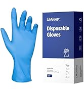 LikGuest Nitrile Disposable Gloves, Latex-Free &amp; Powder-Free, Ideal for Cleaning, Food Prep and H...