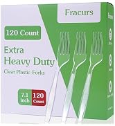 Fracurs 120 Count Extra Plastic Forks Heavy Duty, 7.1" Premium Disposable Forks Bulk, Heat Resist...