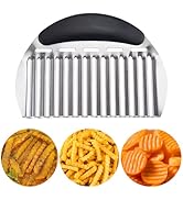 JAYVAR Large Crinkle Cutter French Fry Cutter, Large Crinkle Potato Cutter Wavy Chopper, Stainles...