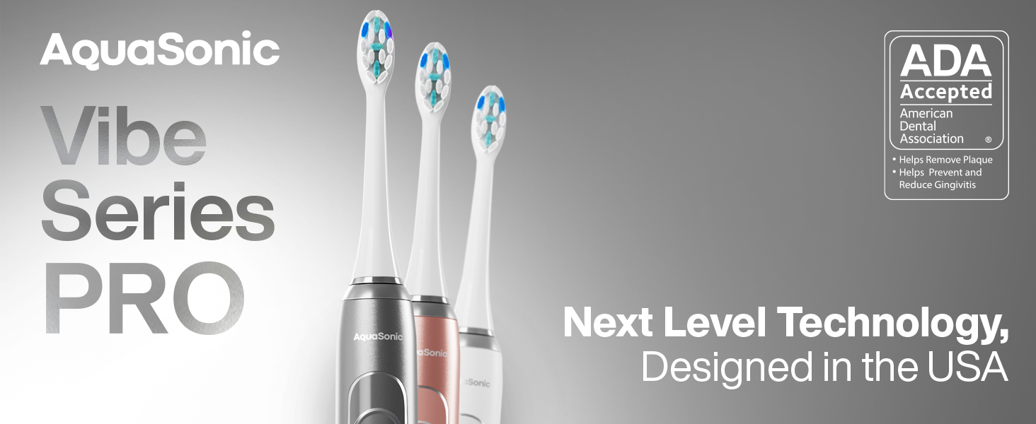 AquaSonic Vibe Serie Pro Electric Toothbrush with different cleaning modes, safe for sensitive teeth