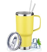 FristChoice 20oz Insulated Tumbler with Handle Stainless Steel Travel Coffee Mug with Lid and Str...