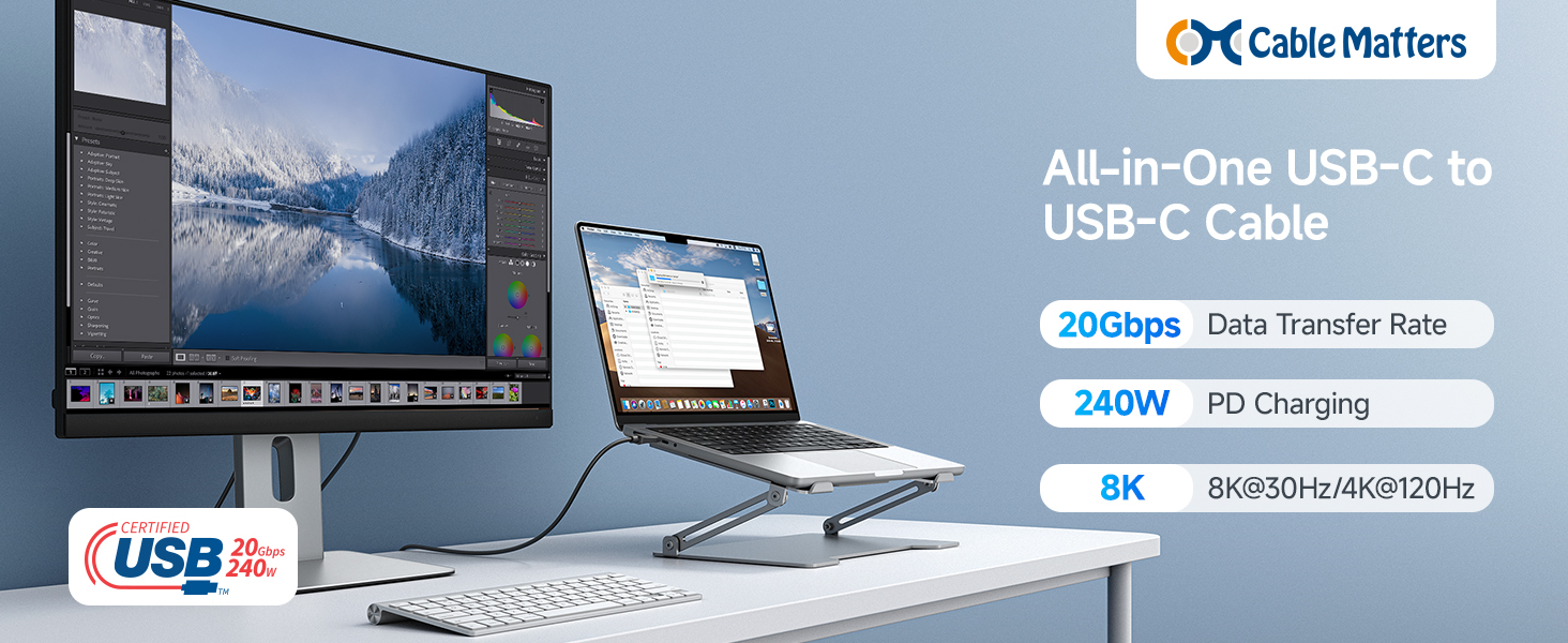 USB 20Gbps 240W USB Type-C Cable