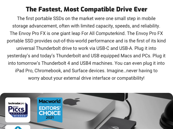 Envoy Pro FX: Comptible with Thunderbolt and USB equipped Macs and PCs, Thunderbolt 4,USB4 machines