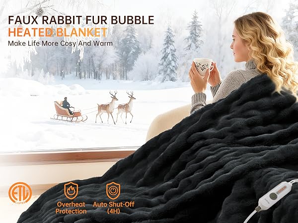 Faux Fur Heated Blanket