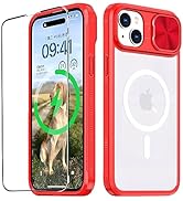 WATEFULL Clear Case Compatible with iPhone 15 MagSafe Sliding Camera Lens Cover 6.1", [Strong Mag...