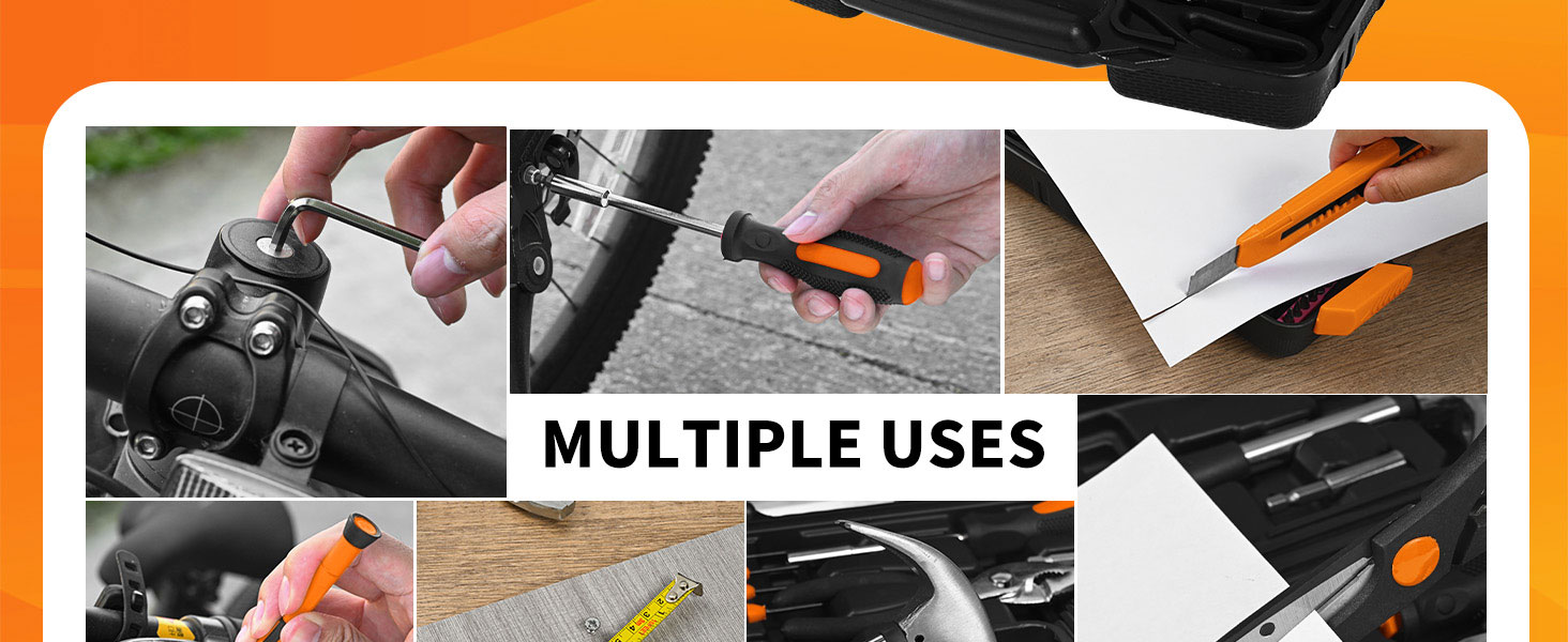 58 Piece Household Tool Set, General Household Hand Tool Kit with Plastic Toolbox Storage Case