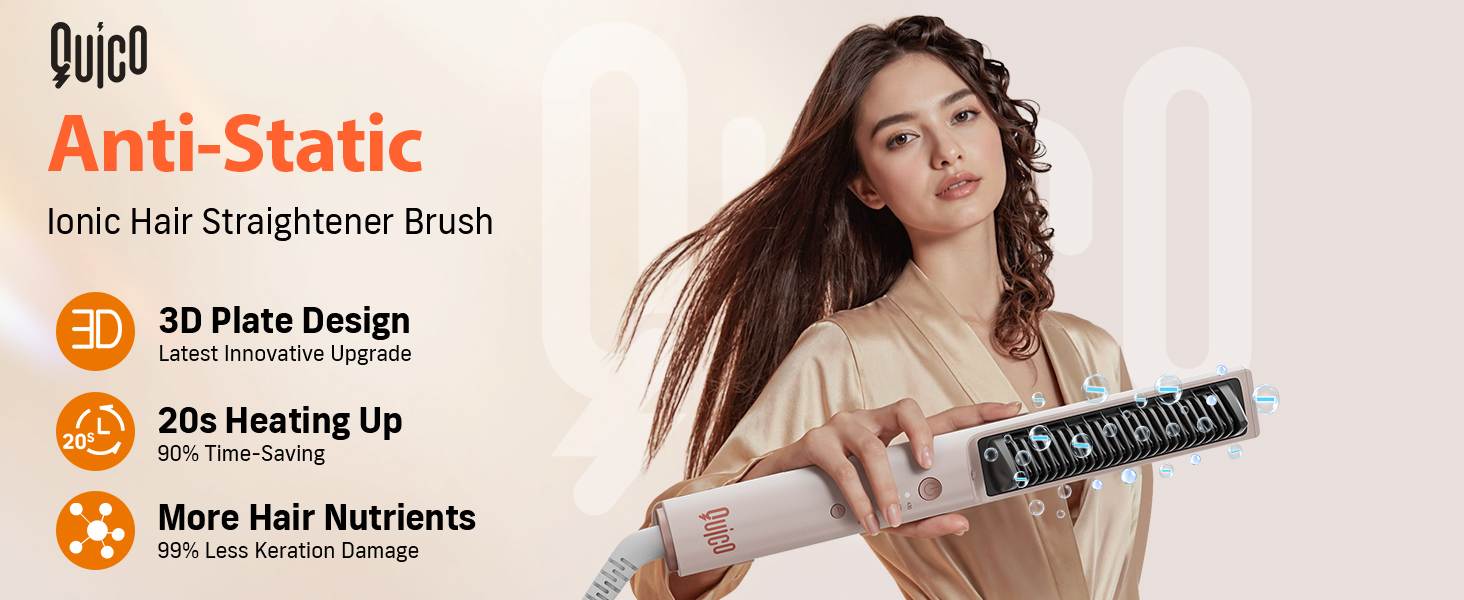 Hair straightener brush