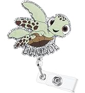 Funny Badge Reel, Cute Badge Holder with Alligator Clip, Turtle Nurse Badge Reel, Medical Retract...
